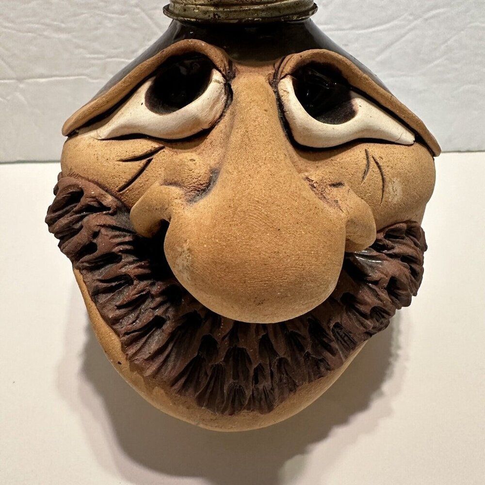 Ceramic Mugly Face Nostril Lamp Joseph Decker big Nose Mustache Art PotteryοΏΌ